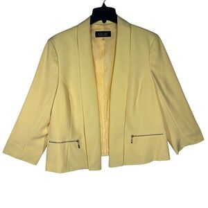 Black Label by Evan Picone Pale Yellow Zipper Pocket Blazer Jacket Size 18 NEW